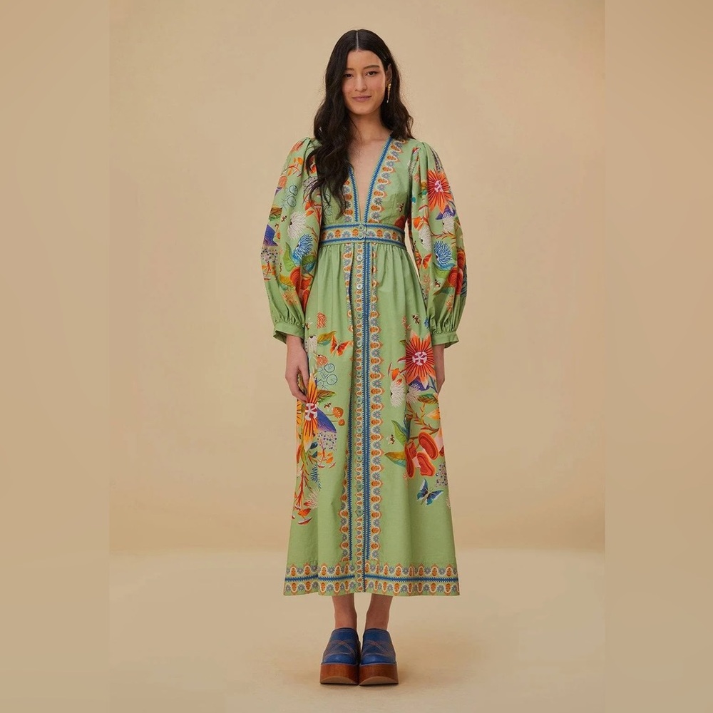 FARM Rio Green Bright Yard Maxi Dress